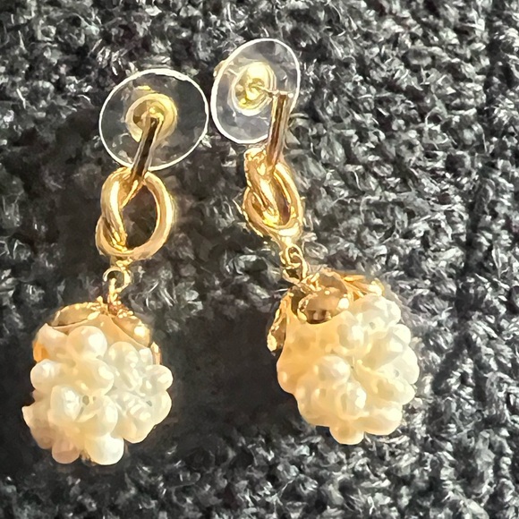 Celine Gold and Pearl Cluster Earrings - Picture 2 of 14